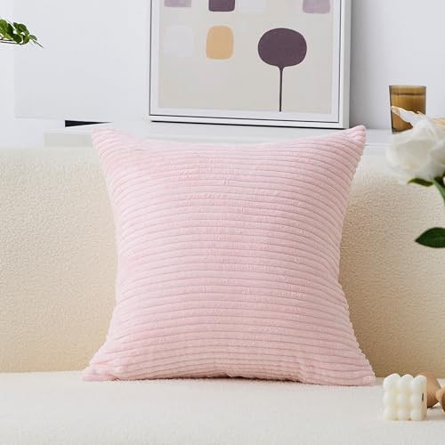 Home Brilliant Pink Pillow Cover for Couch Accent Throw Pillow Cover for Wedding Sofa Bench Holiday Decor Gift for Girl, 18x18 inches, 45cm, Blush Pink | Amazon (US)