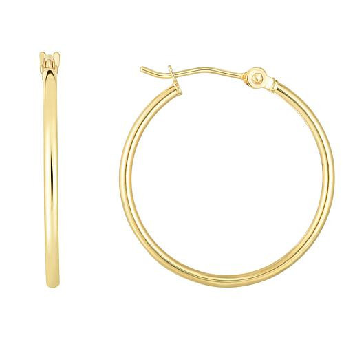 Royal Chain 14K Polished Gold Round Tube Hoop Earrings | HSN