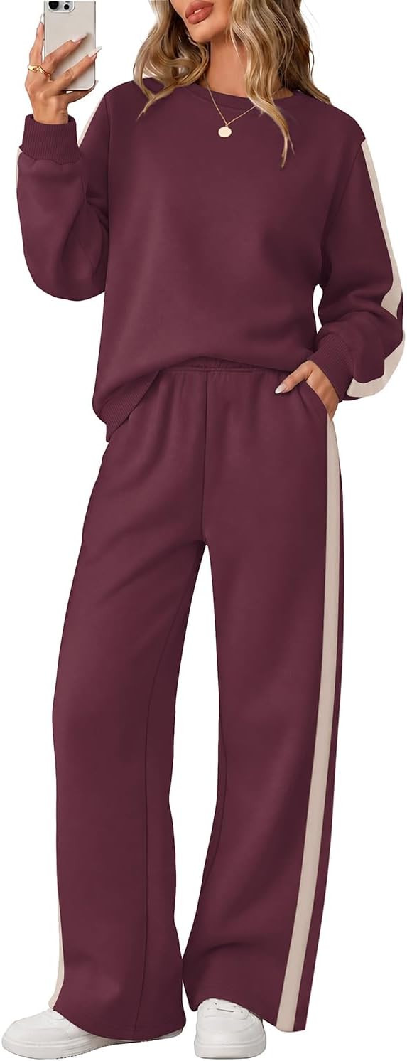 WIHOLL Sweatsuits Women 2 Piece Sets 2026 Wide Leg Pant Matching Sets Womens Clothing | Amazon (US)