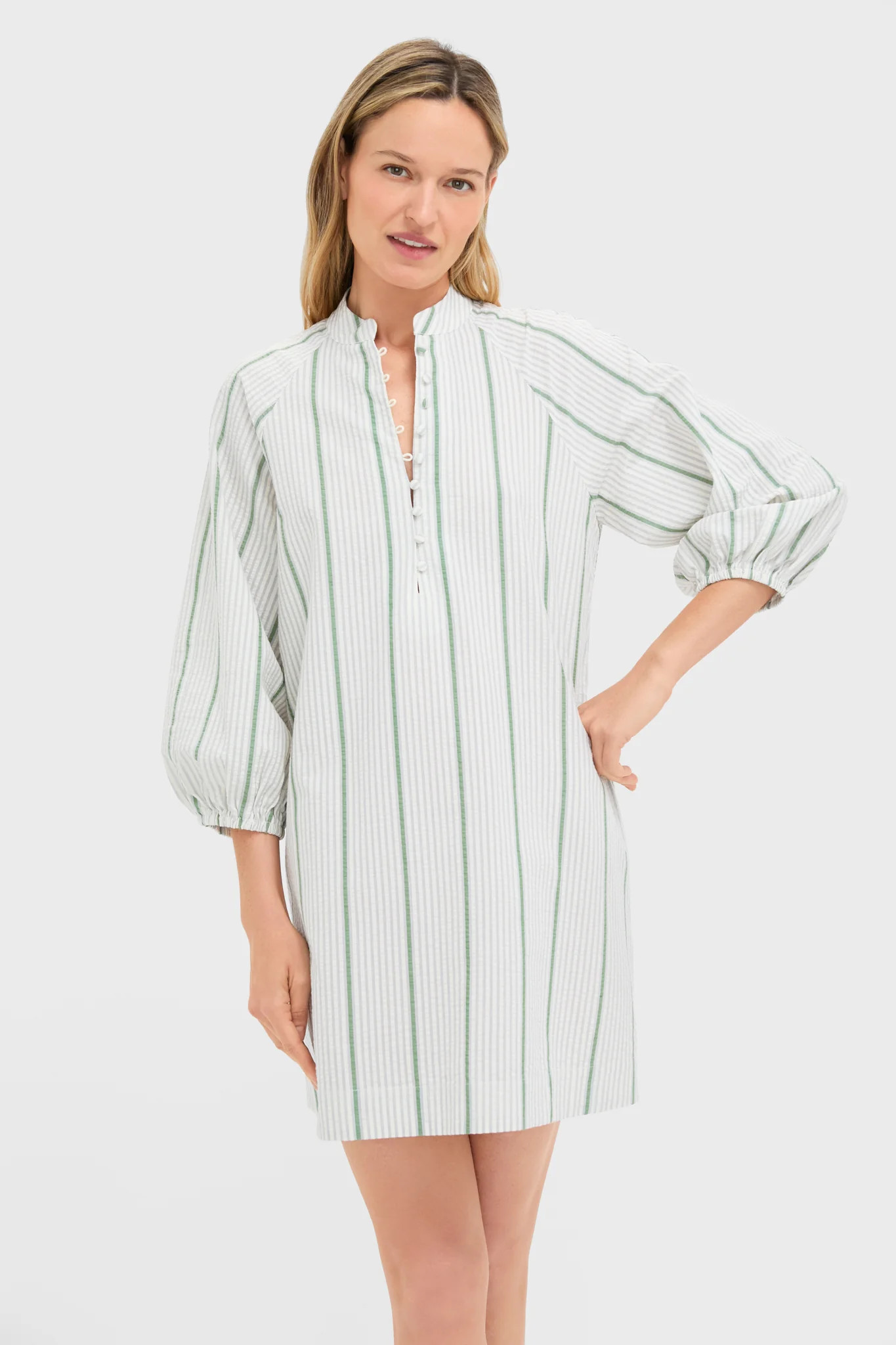 Mondego Stripe Seersucker Mini Maryse Caftan | Tuckernuck (US)