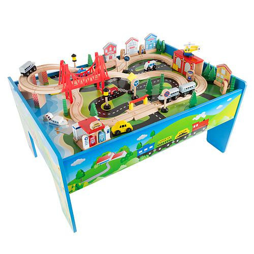 Hey!Play! Wooden Train Set Table for Kids by Hey | HSN