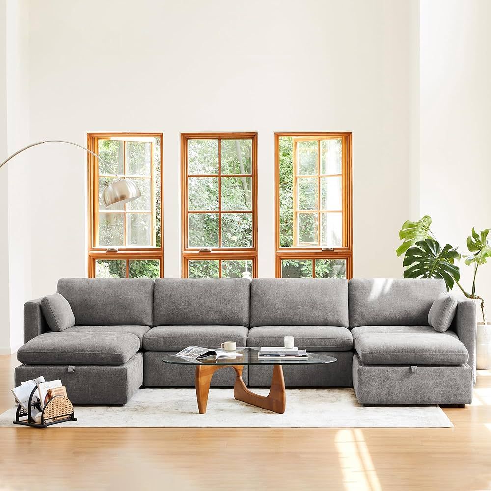 Amazon.com: CHITA Oversized Modular Sectional Fabric Sofa Set,Extra Large U Shaped Couch with Rev... | Amazon (US)
