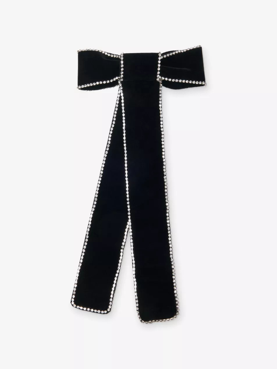 Rhinestone-Embellished Bow Velvet Barrette | Selfridges
