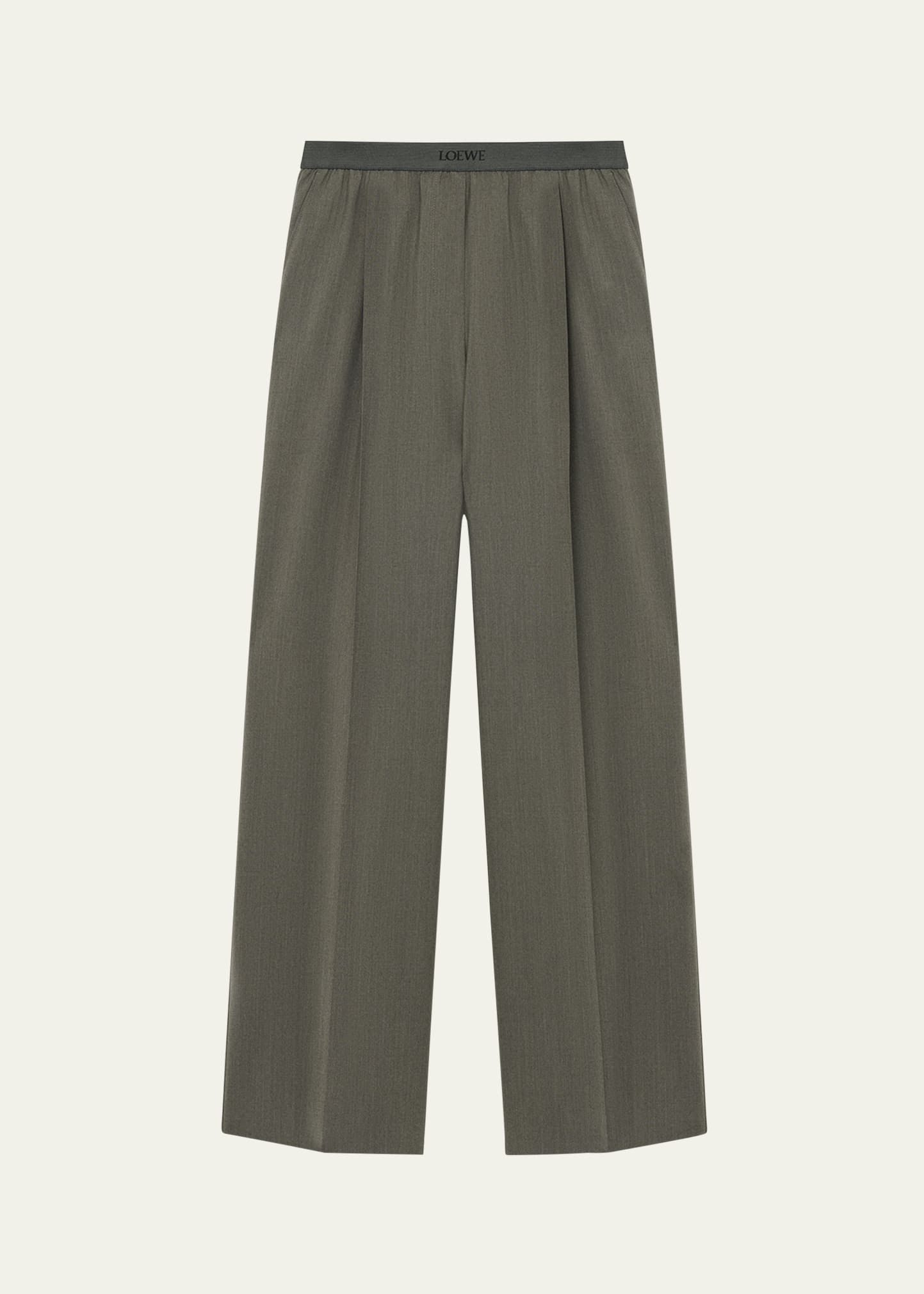 Loewe Logo Waistband Wide-Leg Trousers | Bergdorf Goodman