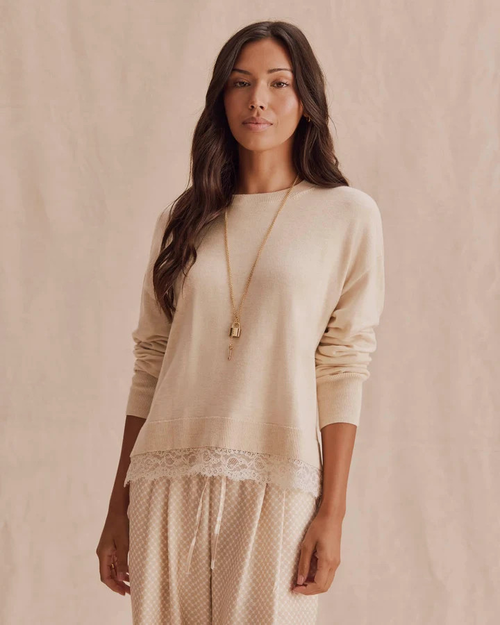 Georgie Lace Trim Pullover | Splendid