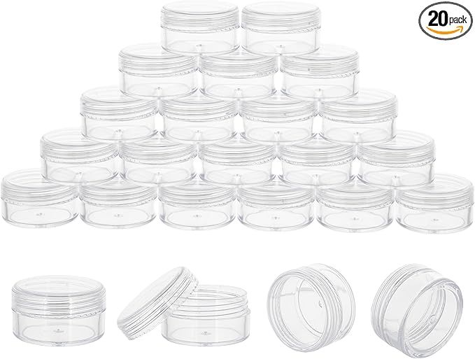 10 Gram 20 Count Sample Containers, Small Plastic Containers with Lids, Empty Sample Jars with La... | Amazon (US)