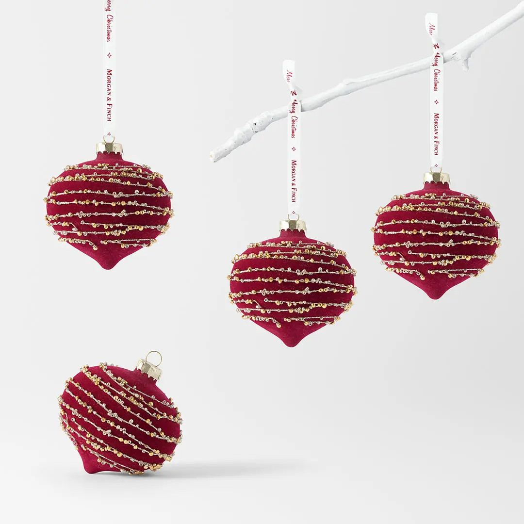 Velvet Bead String Onion Ball Set Of 4 | Bed Bath N' Table