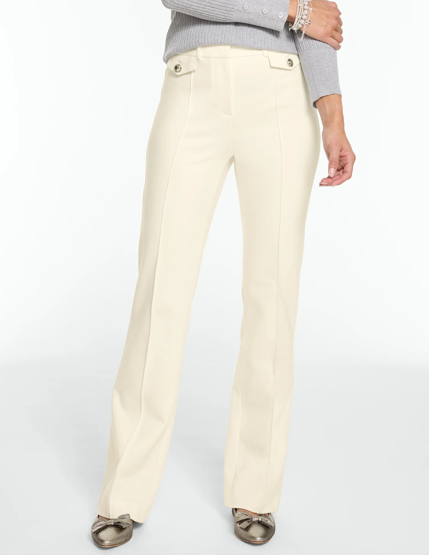 Petite - Polished Ponte Slim Bootcut Pants - Black - 10 Talbots | Talbots
