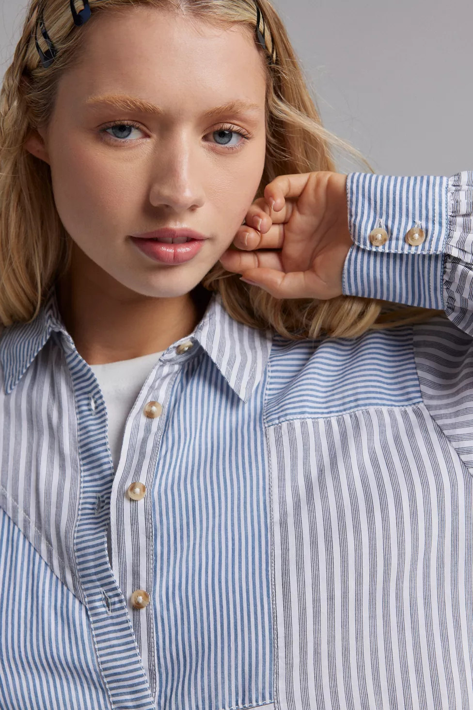 BDG Caroline Spliced Striped Button-Down Shirt | Urban Outfitters (US and RoW)