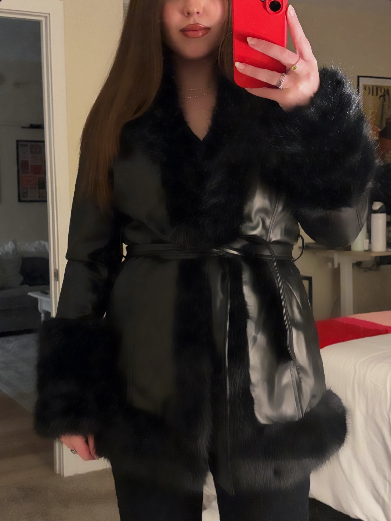 Got this jacket for going out & I highly recommend it!! Soo soft on the inside & very warm 🧤🐈‍⬛🍸🎱

#LTKSeasonal #LTKgrwm #LTKootd