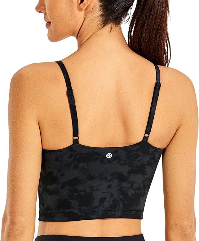 CRZ YOGA Women's Longline Yoga Bra Adjustable Straps Wirefree Padded Sports Bra Camisole Crop Tank T | Amazon (US)