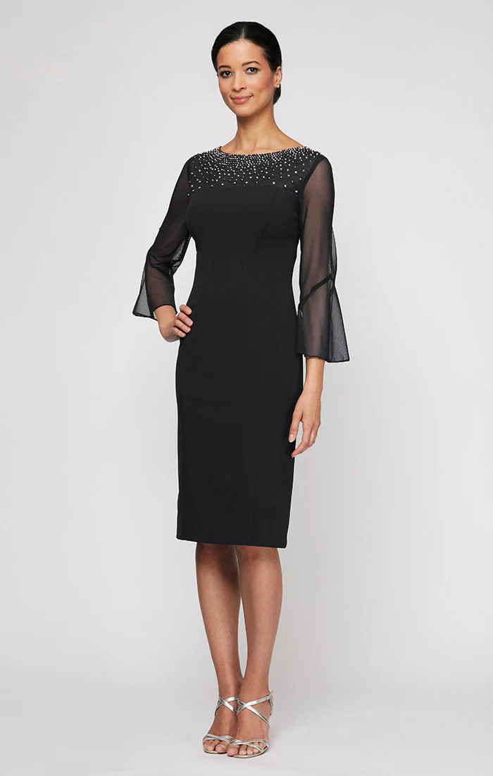 Regular - Gabrielle Bell Sleeved Crepe Dress | Alex Evenings