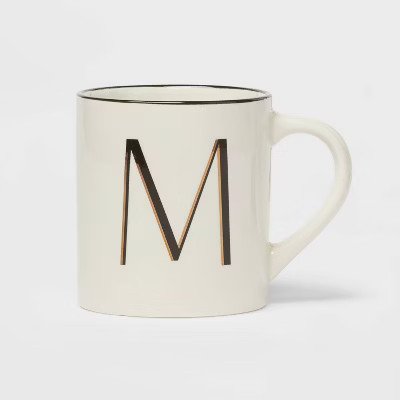 16oz Stoneware Monogram M Mug Ivory - Threshold™ | Target