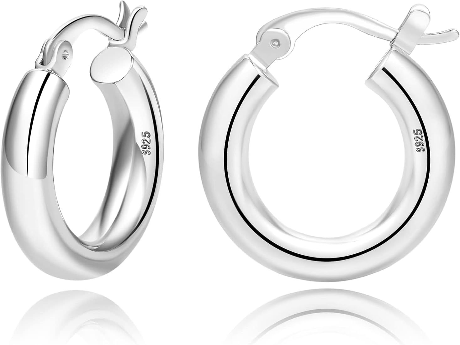 Sterling Silver Hoop Earrings 14K Gold Plated Hoop Earrings for Women Thick Chunky Hoop Earrings Lig | Amazon (CA)