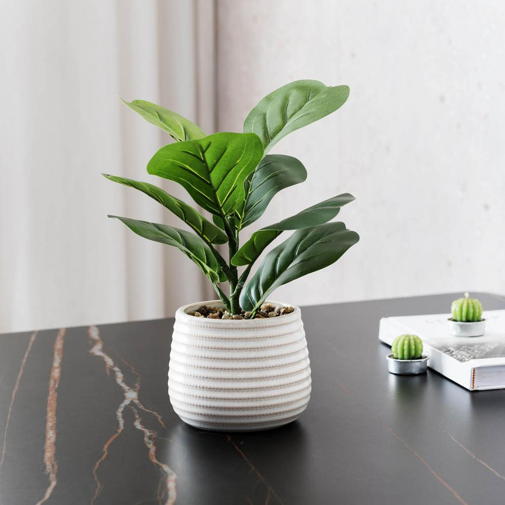 Artificial Fiddle Leaf Fig in Ceramic Pot | The Home Depot