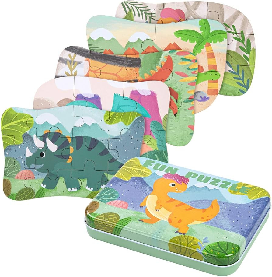 Dinosaur Puzzles for 3 4 5 6 Year Olds, 5-in-1 Dinosaur Jigsaw Puzzles with Iron Box for Storage,... | Amazon (CA)