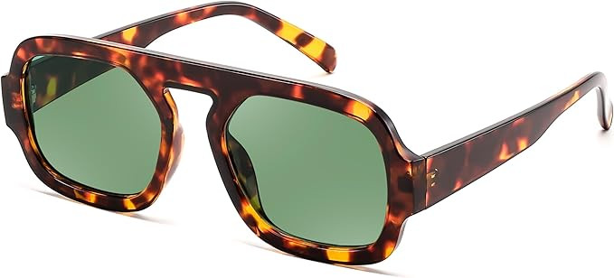 FEISEDY Trendy Square Aviator Oversize Sunglasses for Women, Vintage 70s Flat Top Shades B4175 | Amazon (US)