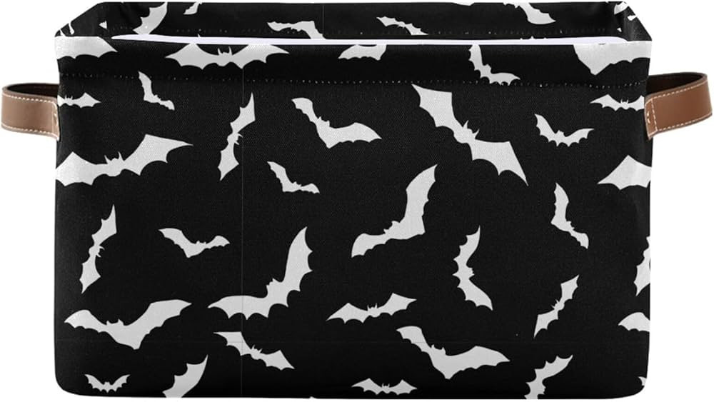 Halloween Bats Large Storage Basket Cube Storage Bin Canvas Fabric Organizer Handles Collapsible Decorative for Clothes Toys Bedroom | Amazon (US)