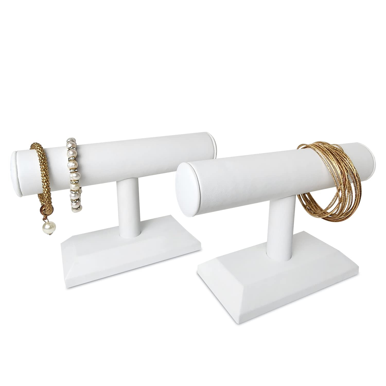 Ikee Design 2 Pcs Set Faux Leather Covered Wood Bracelet Holder Jewelry Display Watch Bracelet Je... | Amazon (US)