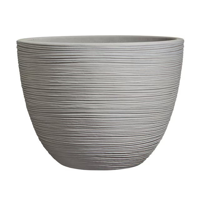 allen + roth Round 19.72-in W x 14.88-in H Gray Resin Transitional Indoor/Outdoor Planter | Lowe's