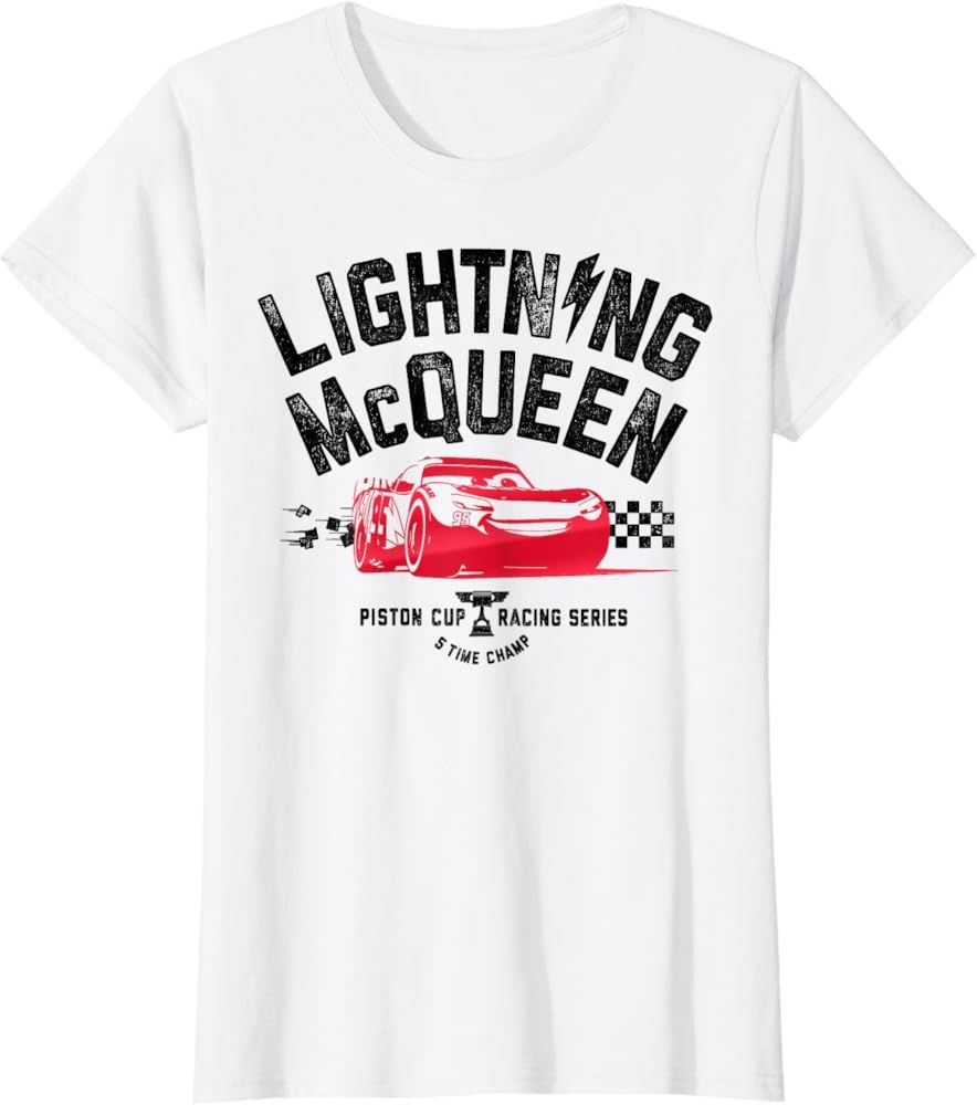 Disney Pixar Cars 3 Lightning McQueen Piston Cup Vintage T-Shirt | Amazon (US)