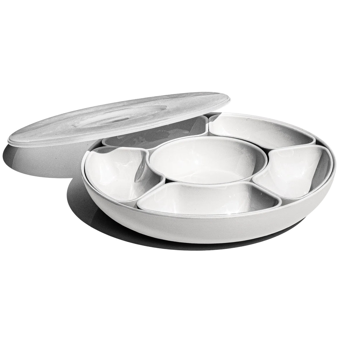 Kishor Divided Lazy Susan Serving Set - 8-Piece - White | Wayfair North America