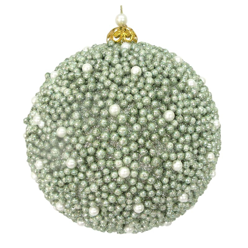 Light Teal Beaded Ball Ornament, 4.7" | At Home