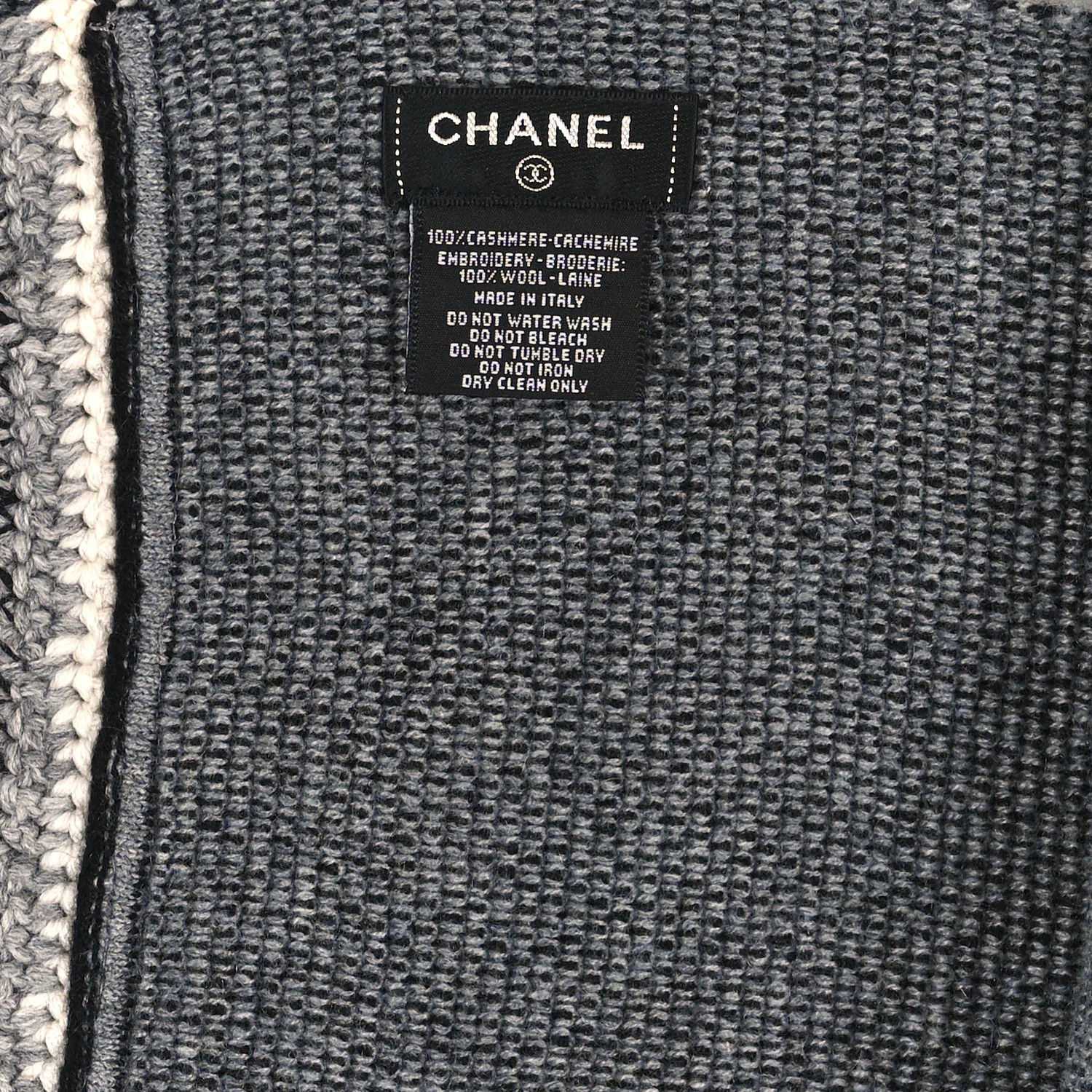 Cashmere Wool CC Stole Black White | FASHIONPHILE (US)