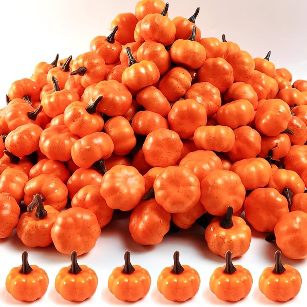 TIHOOD 20PCS Mini Artificial Pumpkins, Fall Harvest Simulation Pumpkins Decor Fake Fruit Home Dec... | Amazon (US)