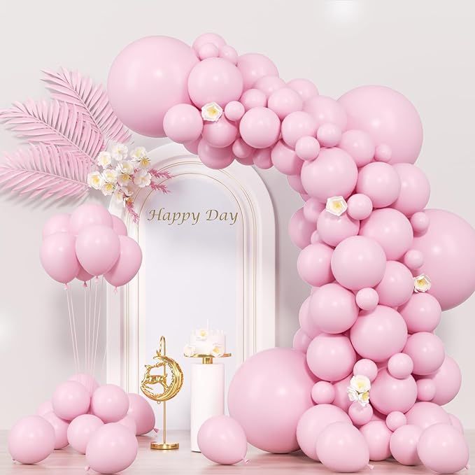 130pcs Light Pink Balloons Different Sizes 18" 12" 10" 5" Pastel Pink Balloons for Boys Girls Bir... | Amazon (US)