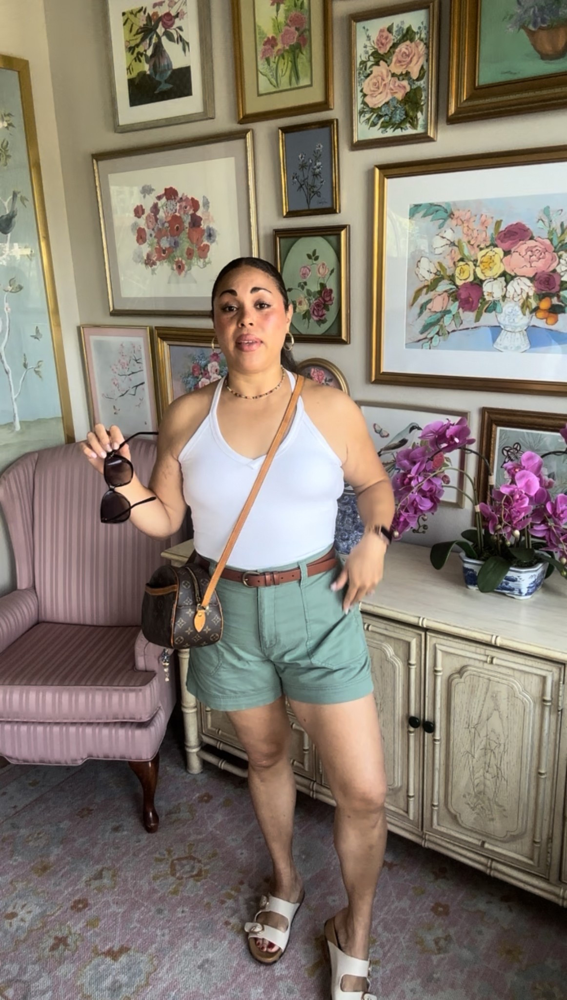 Easy casual outfit for summer! Obsessed with this tank top that has a built in bra, because no one has time for bras lol. 

Wearing a L in the top, shorts and belt. In the Rothy’s slides, I’d recommend going down half a size as they run a bit large. 

#LTKFindsUnder100 #LTKMidsize #LTKSummerEdit