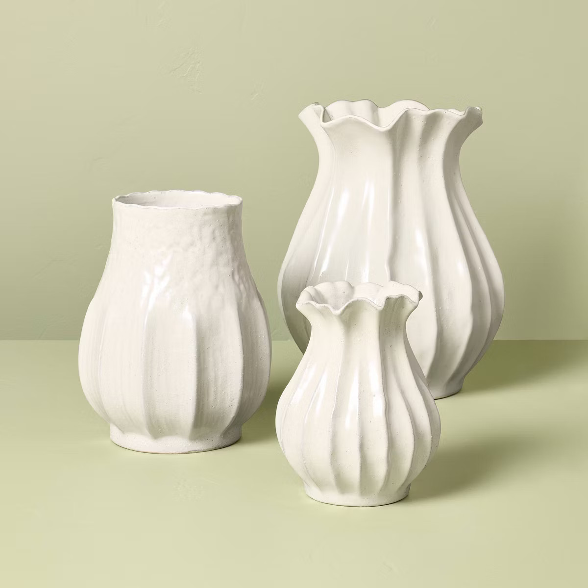 Pleated Ceramic Vase Sour Cream - Hearth & Hand™ with Magnolia | Target