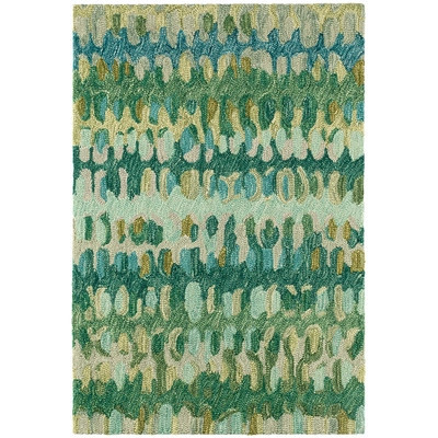 Paint Chip Moss Hand Micro Hooked Wool Rug | Annie Selke