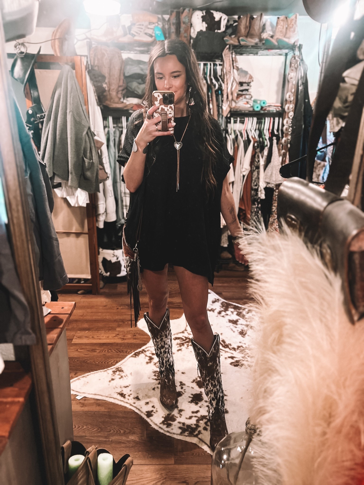Dress - Three Birds Nest (code ITTYBITTY)
Bolo - NovemberMaker
Shorts - Old Navy 
Boots - Lane Boots 
Earrings - TwistedSilver

#LTKFallSale 

#LTKStyleTip #LTKShoeCrush