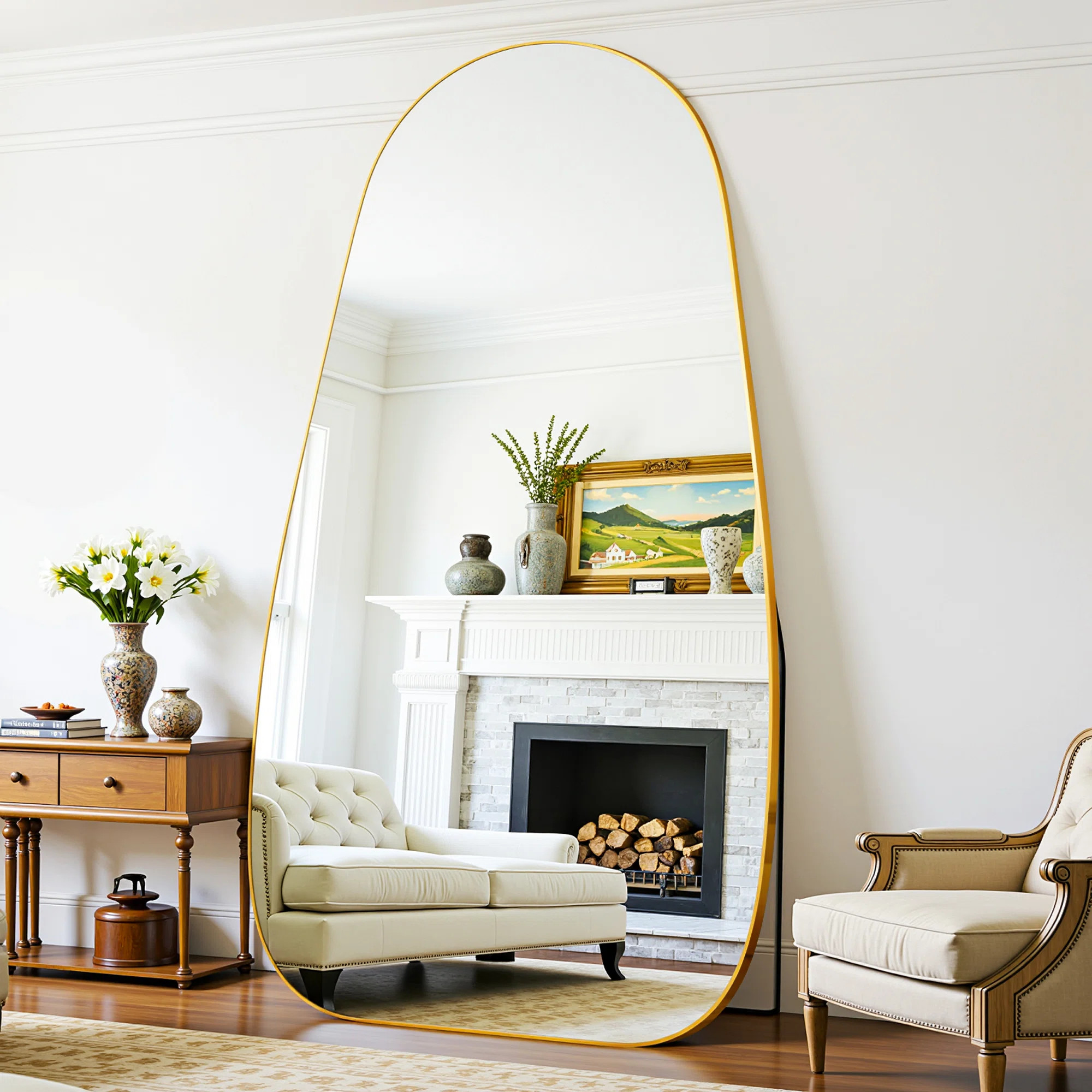 Large Framed Waterdrop Floor Mirror | Wayfair North America