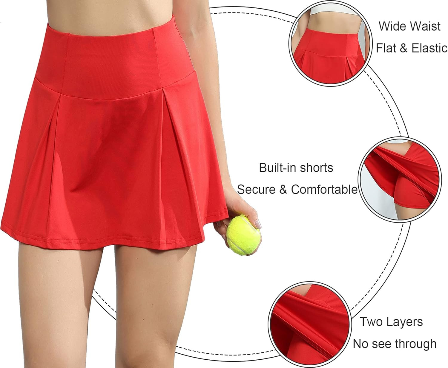 HDLUSIA Women's Active Skort Athletic Stretchy Pleated Tennis Skirt for Running Golf Workout | Amazon (US)