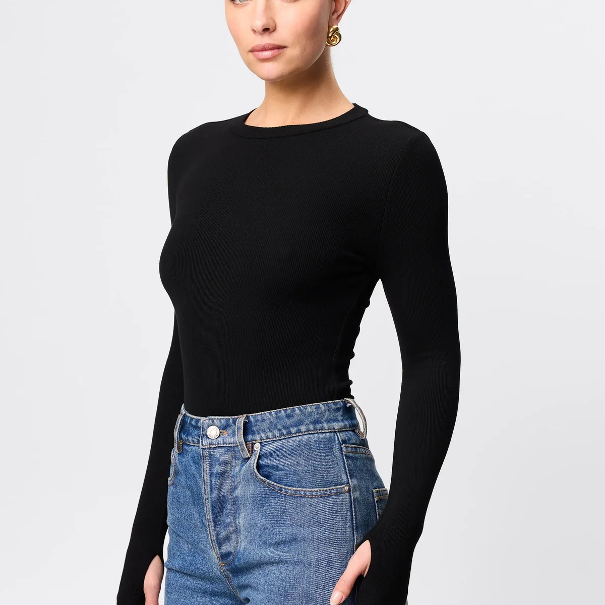 The Brooklyn Top - Mossman | Black Ribbed Jersey Top | Mossman