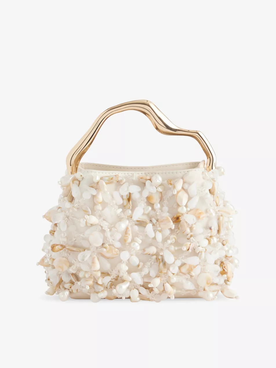 Solene Beaded Satin Mini Clutch Bag | Selfridges
