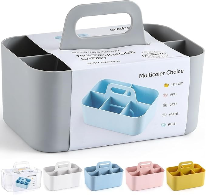 Multiuse Caddy Organizer with Handle, Portable Divided Plastic Tote Bin - Art Craft, Stationary P... | Amazon (US)