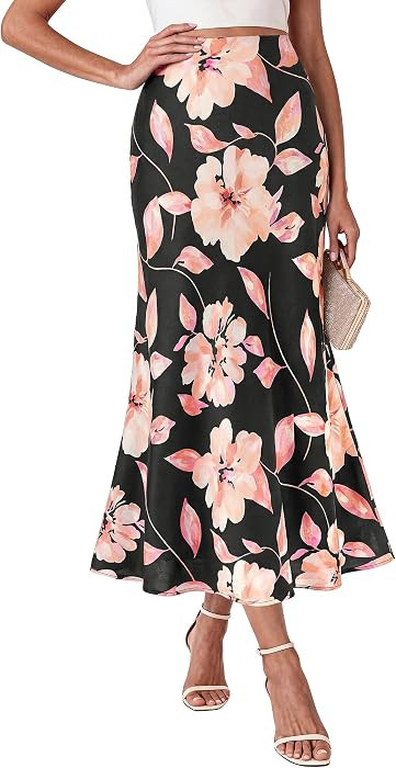 BTFBM Silk Midi Skirts for Women 2026 Summer Fall | Amazon (US)