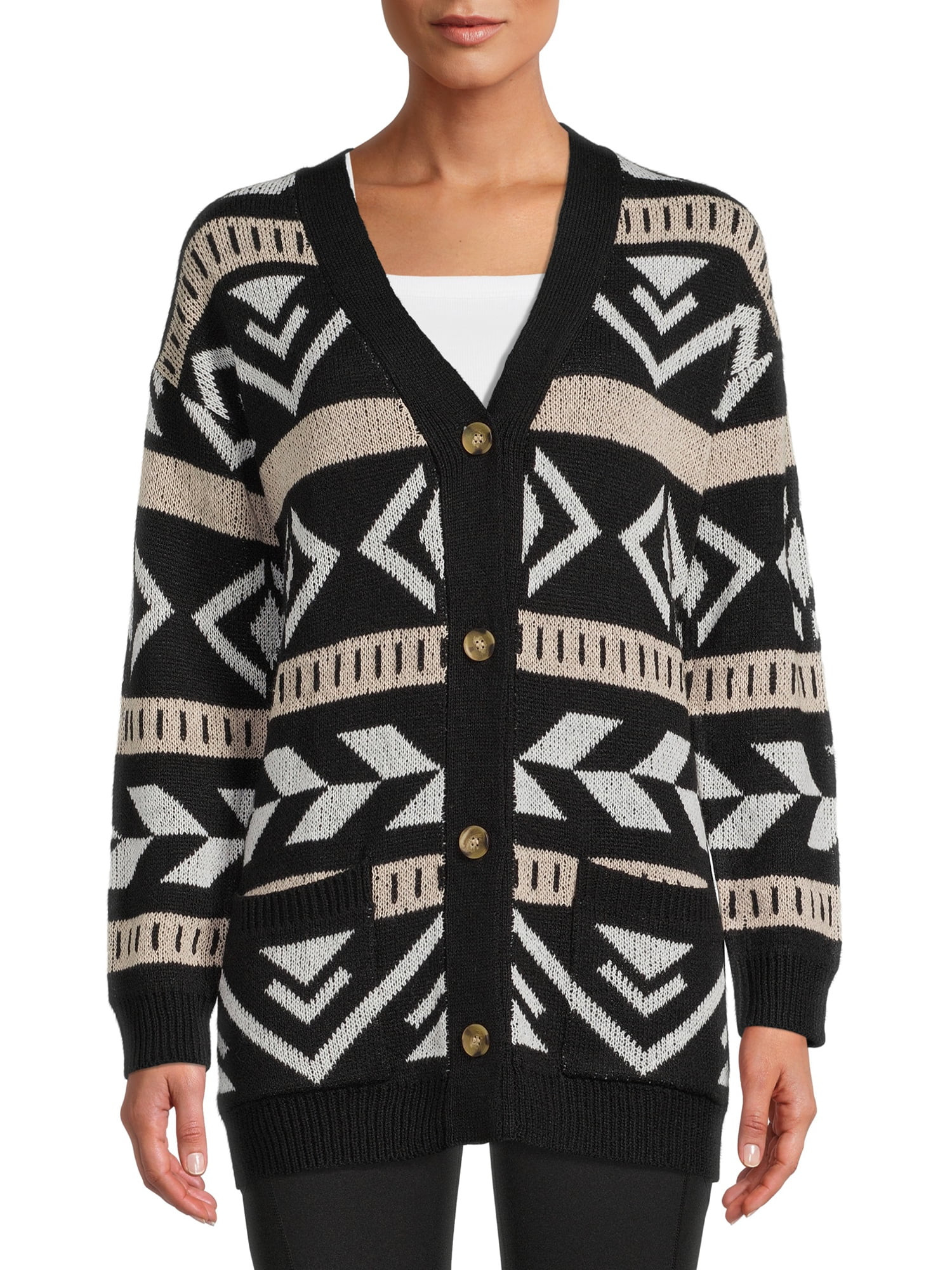 No Boundaries Juniors' Pattern Cardigan Sweater | Walmart (US)