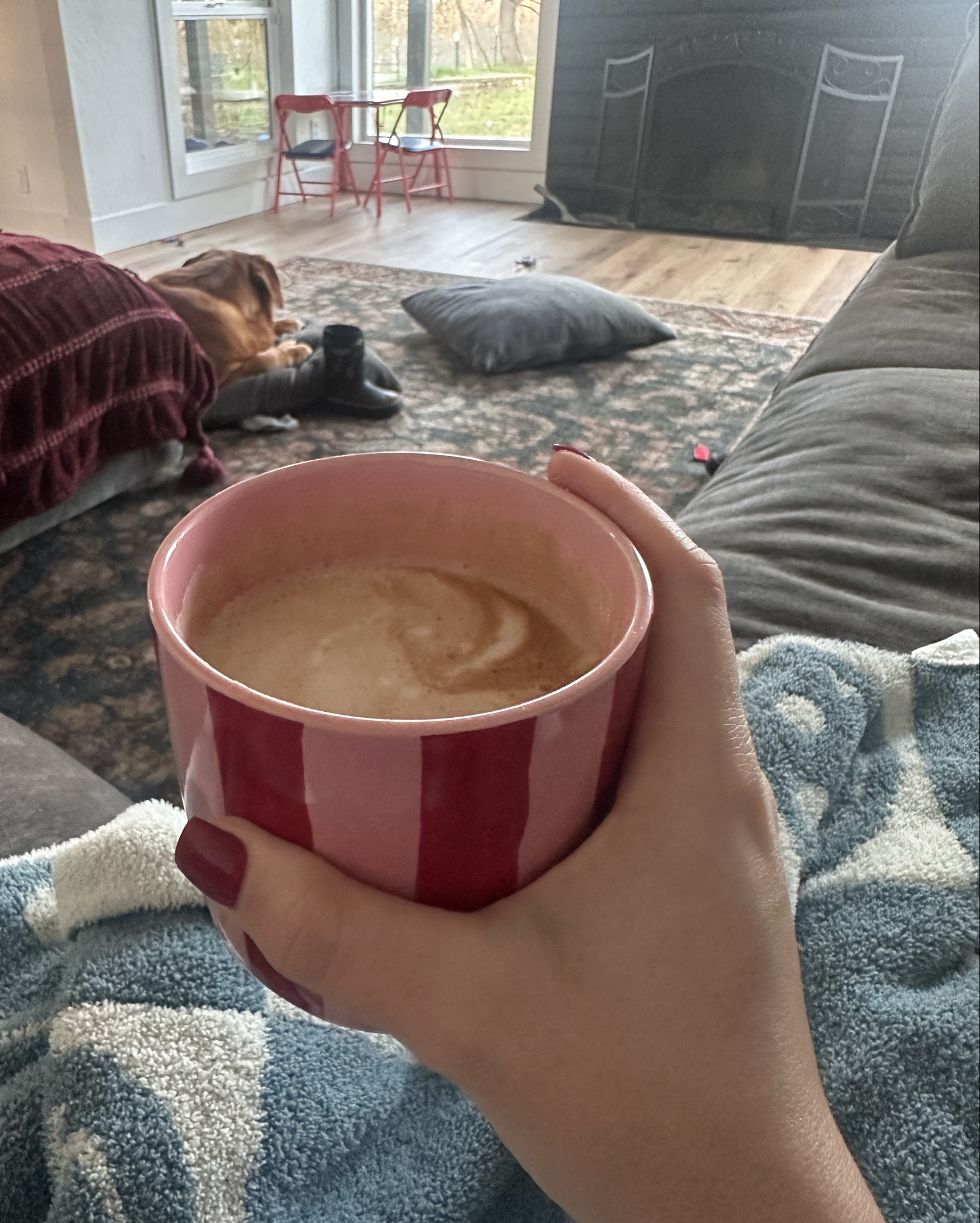 Coffee at home 🖤🫶🏼
1. Put brown sugar in your espresso cup and drip your espresso over it. 
2. For your milk/froth… I use vanilla almond milk, some cinnamon, 2-3 pumps of either cookie butter syrup or any other flavor I’m feeling that day and a scoop of my chocolate collagen protein. 
3. Pour espresso in cup and then pour milk concoction. After, sprinkle a little sea salt. (Yes it makes a difference) 