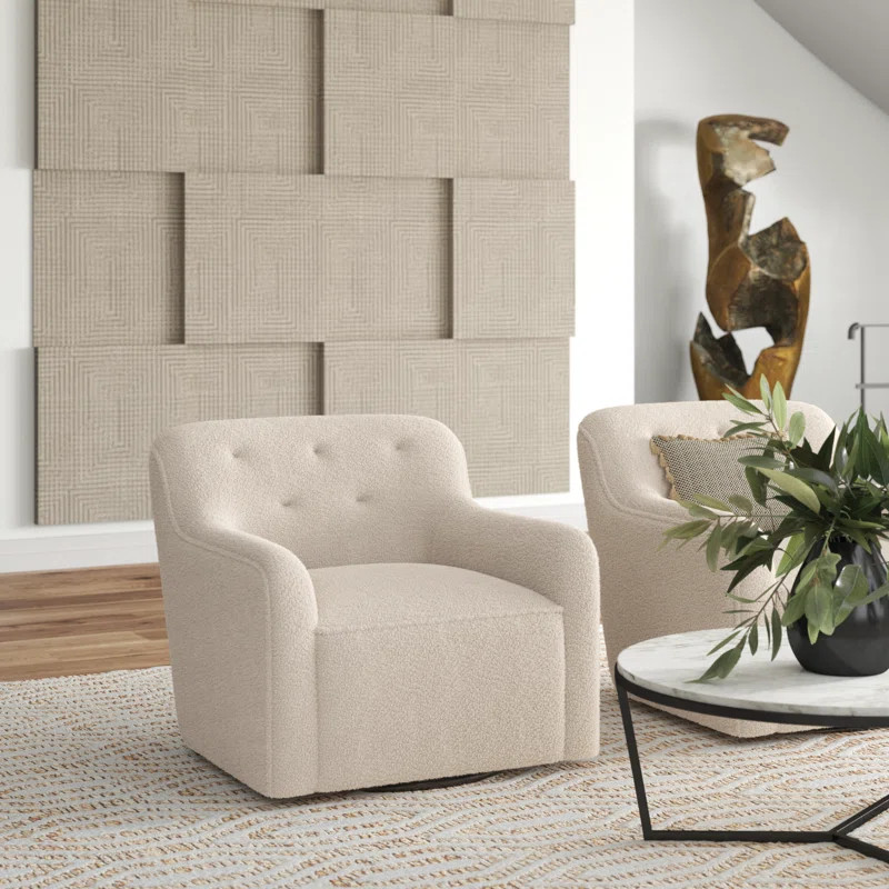 Bronder 32.5" Wide Chenille Upholstered Swivel Accent Armchair | Wayfair North America