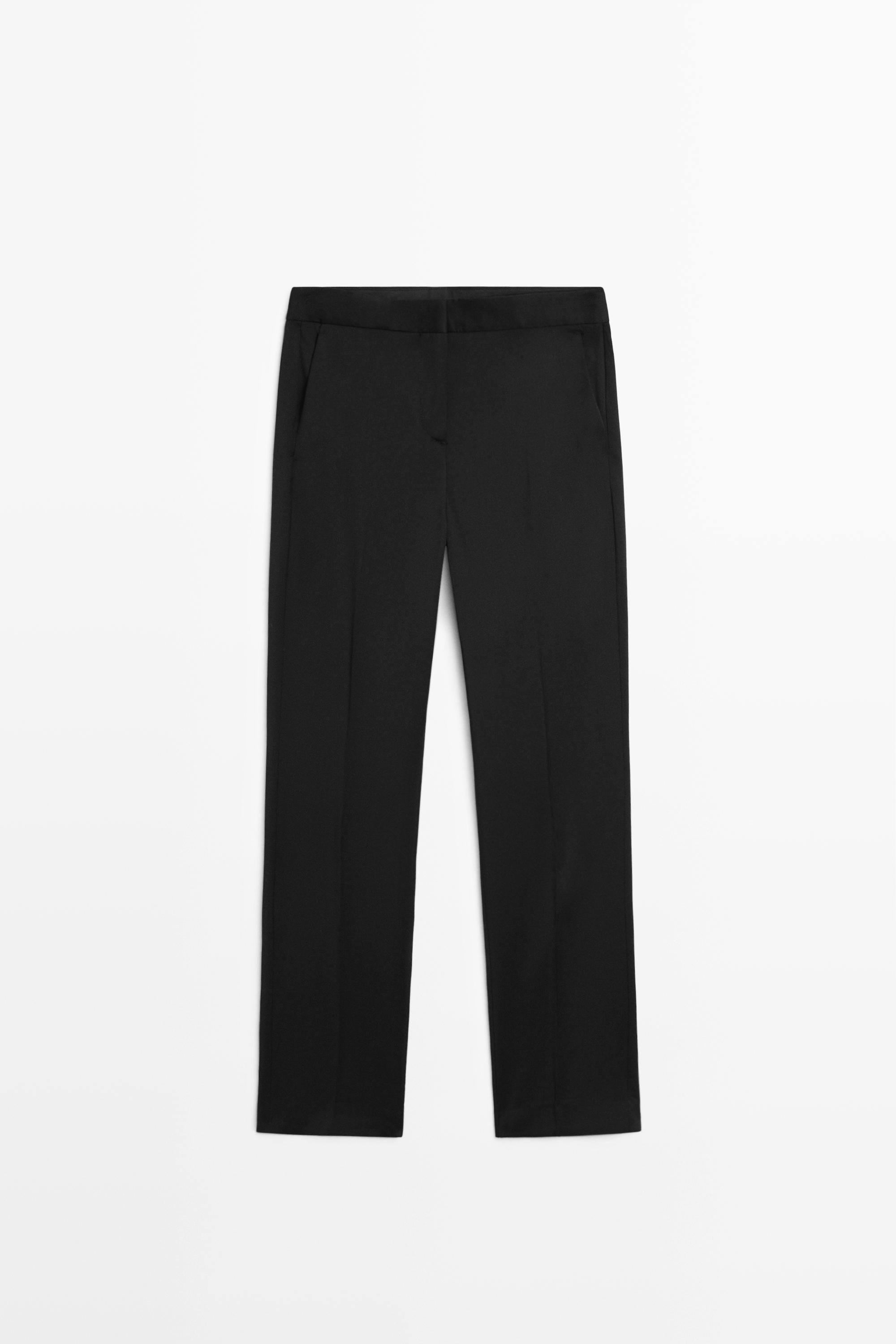 100% cool wool straight fit trousers - BLACK | Massimo Dutti US