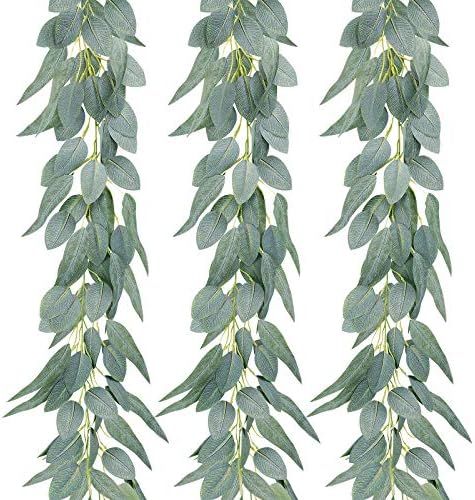AGEOMET 3pcs Artificial Eucalyptus Garland Eucalyptus Vines, Greenery Garland Composed of 2 Types... | Amazon (US)