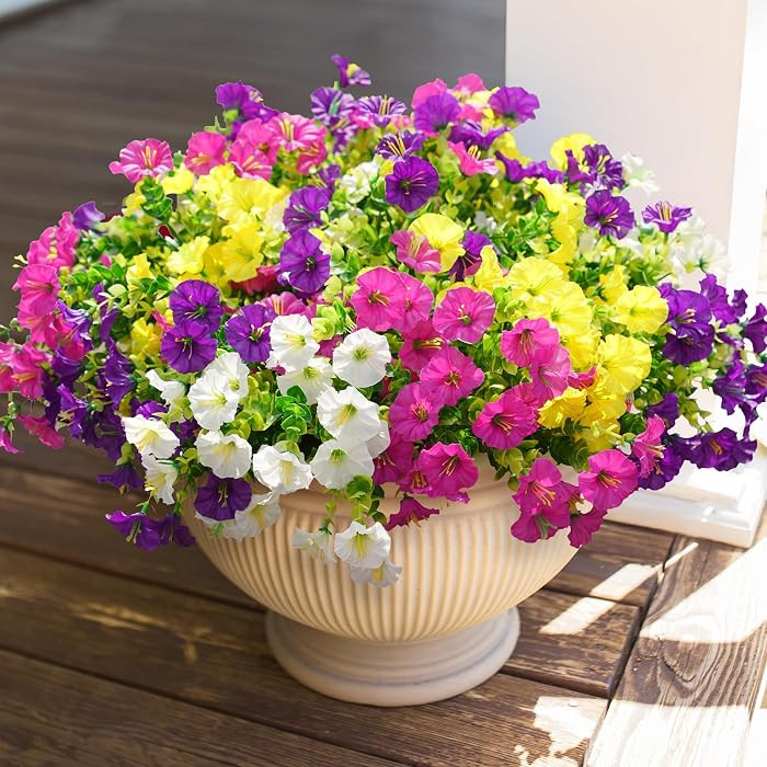HyeFlora Artificial Flowers for Outdoors Fake Plants Outside Decoration, 12 Bundles Silk Colorful... | Amazon (US)