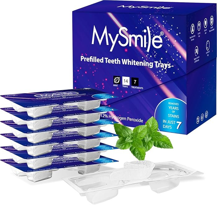 MySmile 7 Treatments Prefilled Teeth Whitening Trays Kit with 12% Hydrogen Peroxide Whiter Gel fo... | Amazon (US)