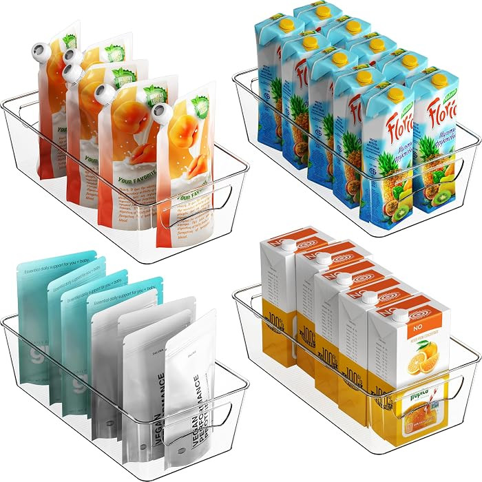 Simple Houseware Clear Storage Bins Organizer for Freezer / Fridge / Pantry, 12'' x 6.2'' x 3.4''... | Amazon (US)