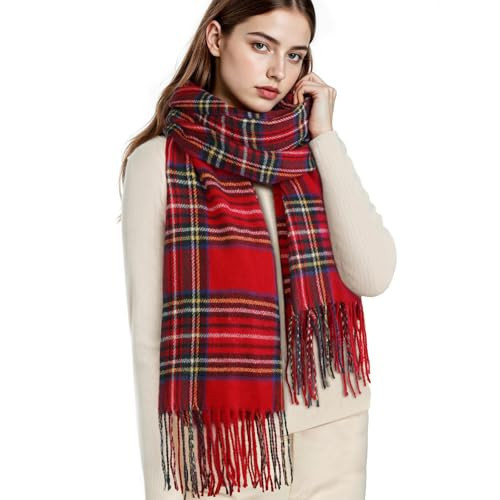Pleneal Winter Scarf for Women, Scottish Checked Scarf Cashmere Feel Christmas Long Oversized Fashion Scarves | Amazon (US)