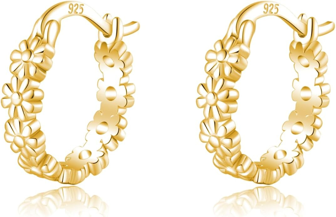 SLUYNZ Solid 925 Sterling Silver Daisy Flower Hoop Earrings for Women Teens Cluster Flower Hoop E... | Amazon (US)